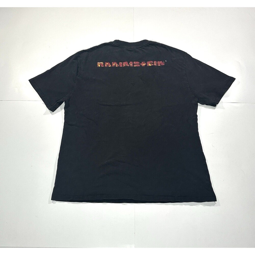 Vintage 90s Rammstein Burning Man T-Shirt Medium Blue Grape Black Band Fire RARE - Picture 2 of 12